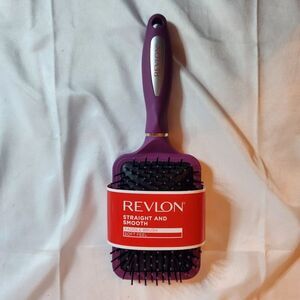 Revlon Straight & Smooth Soft Feel Paddle Hair Brush Berry Purple New